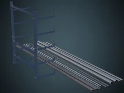 Pipe Rack 1A Low-poly 3D model