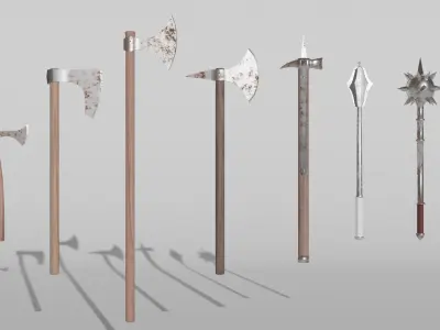 Medieval Axes and Blunt Weapons 3D Model Collection