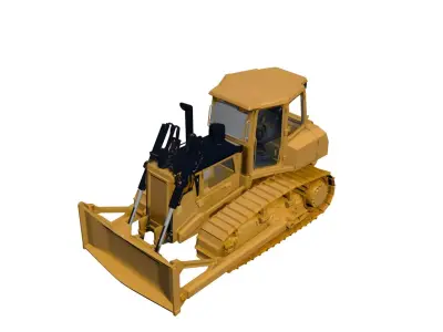 Tracked Bulldozer 3D Model Heavy Duty Earthmoving Machine 02 3D model