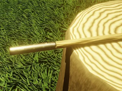 Simple Fantasy Quarterstaff Low-poly 3D model