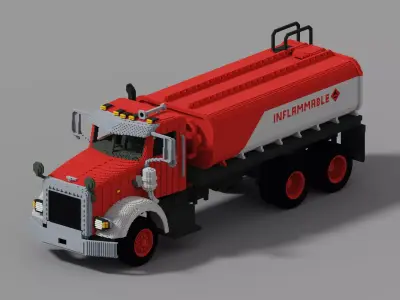 Voxel Fuel Truck Low-poly 3D model
