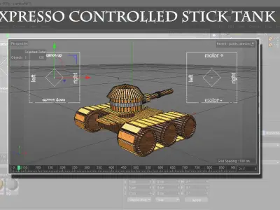 LowPoly Animated Stick Tank Free low-poly 3D model