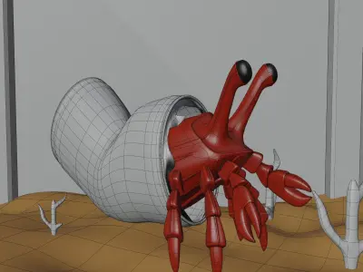 Crab UnderWater Low-poly 3D model