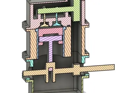 4 stroke 1 cilinder engine model 3D model