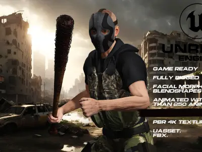 Zombie Hunter full rigged - game ready - animated Low-poly 3D model purchase