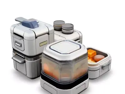 SciFi Food Containers Set Low-poly 3D model