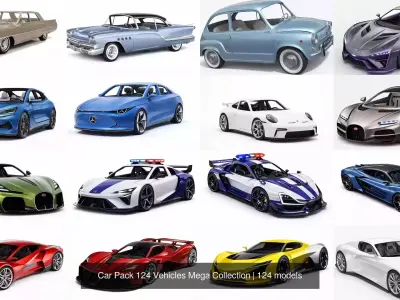 Car Pack 124 Vehicles Mega Collection