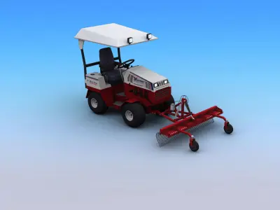 Tractors with Landscape rakes Low-poly 3D model