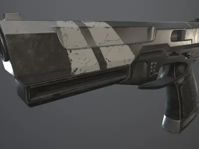 Shabby  gun  of the near future Low-poly 3D model