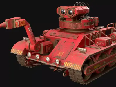 Robot Concept-3-Red-Rusty 3D model