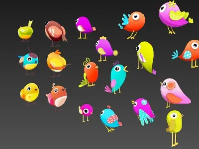 Cartoon Bird  Low-poly 3D model