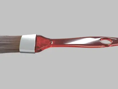 Paintbrush with red acrylic handle 3D model