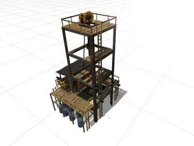 Oil Rig Tower Low-poly 3D model