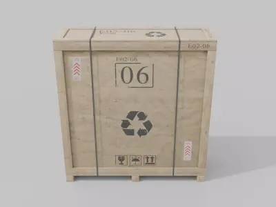 Extra Tall Narrow Wooden Crate - Customizable Shipping Box Low-poly 3D model