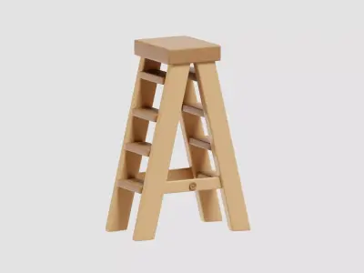 Wooden Ladder cartoon Low-poly 3D model