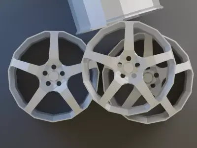 LowPoly basic JDM style rims Low-poly 3D model