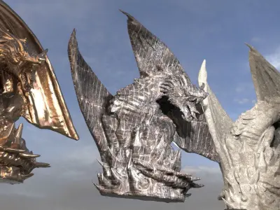 Dragon Monolith statue Rocks 3D model