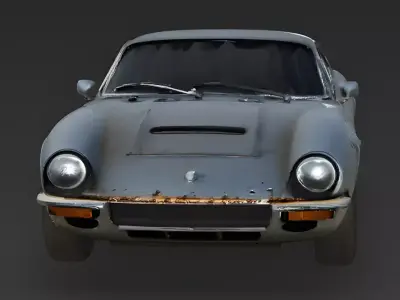 Realistic Oxidized Vintage Coupe 3D Model Low-poly 3D model