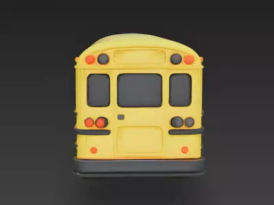 Stylized School Bus 3D Model Low-poly 3D model