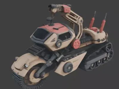 Realistic Hard Sci-Fi Half-Track Recon Motorcycle Low-poly 3D model