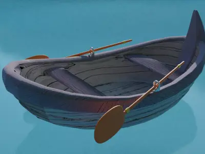 Cartoon Boat  Low-poly 3D model