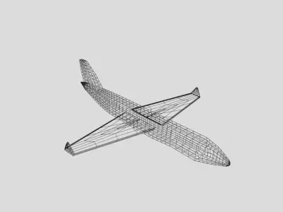 Airplane Model plane flying in sky Low-poly 3D model