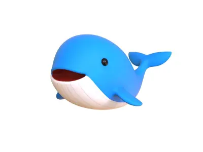 Low - Poly Cartoon Whale Rigged Low-poly 3D model