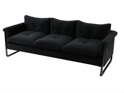 Modern Industrial Black 3 Seater Sofa Stylish Tufted Couch  Low-poly 3D model