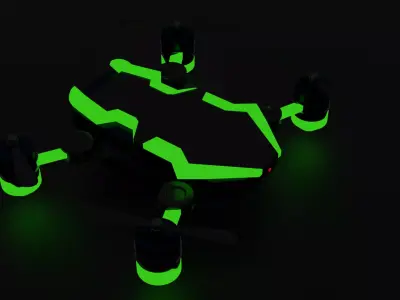 Neon Light Flying Drone Free 3D model