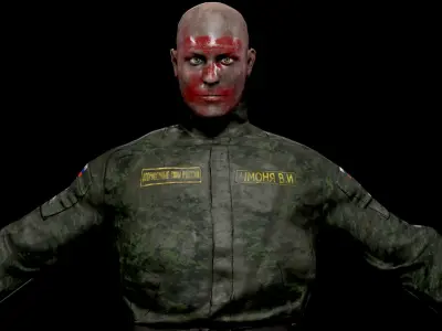Soldier with ak Low-poly 3D model