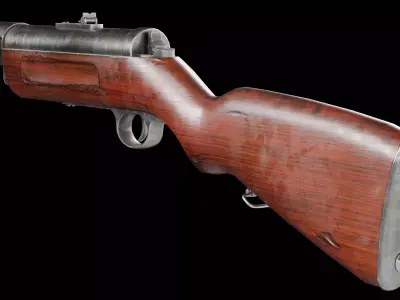 Bergmann MP18 submachine gun Low-poly 3D model