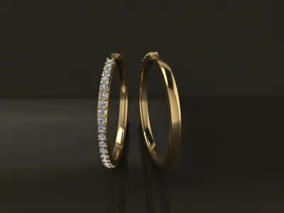 Earring One Sided Diamond Hoop Large Size 22mm Inside Diameter 3D print model