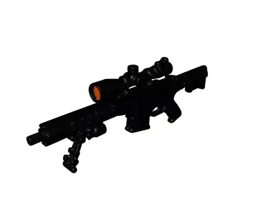 Futuristic Sniper Rifle with Holographic Scope 3D model
