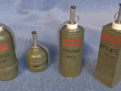 RGT-27S Ukrainian thermobaric grenades Low-poly 3D model
