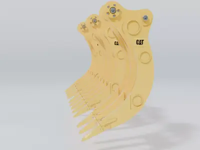 CAT Excavator Rake 3 - 4 and 5 tines 3D MODEL Low-poly 3D model