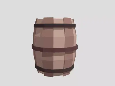 Low Poly Wooden Barrel Free low-poly 3D model