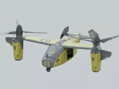 TiltRotorAircraft military aircraft with propellers 3D model