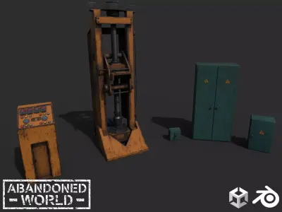 Railway Lifting Jack and Electronics Set Low-poly 3D model