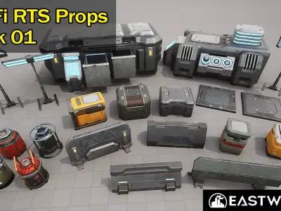 Sci-Fi RTS Props Pack 01 Low-poly 3D model