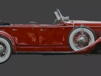 Vintage 1920s Ruby Red Luxury Phaeton 3D Model Low-poly 3D model