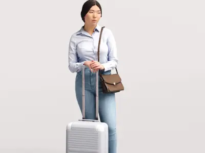 Humano Traveling Asian Woman with suitcase 2206-6 3D model