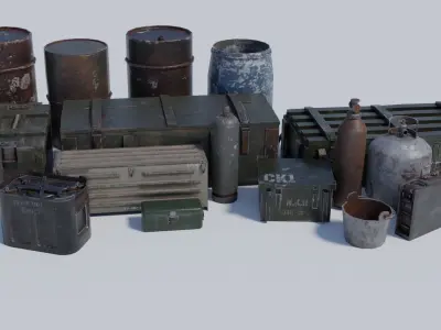 Army and Industrial Prop Pack Low-poly 3D model