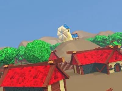 Farm Town Pack Low Poly  For Games Low-poly 3D model