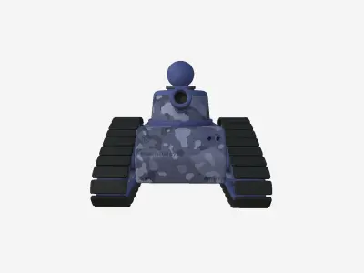 War Tank Cartoon A08 Blue Camouflage - Military Vehicle Low-poly 3D model