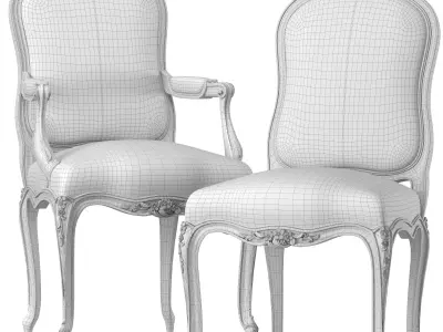 benjamin randolph french round table and chair  art 732 3D model