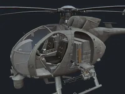 Helicopter AH-6 Low-poly 3D model