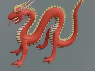 Red Dragon Chinese Low-poly 3D model