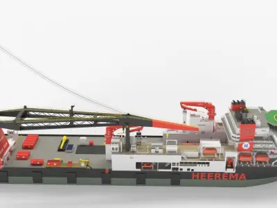 Heerema Aegir Ship Crane Vessel 3d Model 3D model
