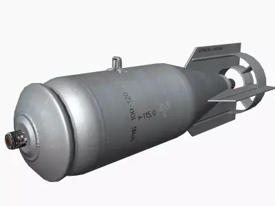 FAB100 Soviet Russian Aircraft Bomb Game Ready PBR Mode Low-poly 3D model