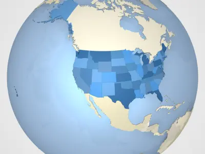 Earth With Countries and US States 3D model